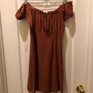 Aeropostale Off The Shoulder Orange Dress- Small